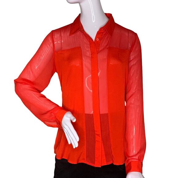 The Limited Women's Button Down Shirt Sheer See Thru Material Red Size S - Picture 2 of 8